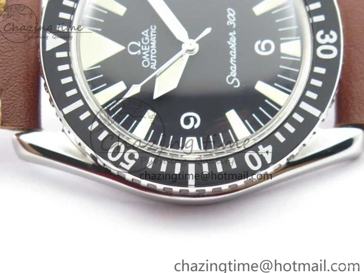 0225 Vintage Seamaster 300 No Date SS B12 Black Dial On Brown Leather Strap A2836 (Free Nylon Strap) Comfortable 7912